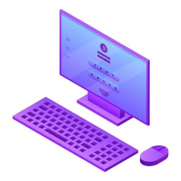 Computer desktop icon, isometric style Stock Illustration