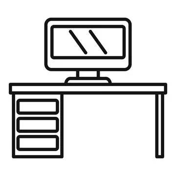 Computer desktop icon, outline style 스톡 일러스트