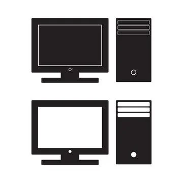 Computer Desktop icon Vector Illustration. PC Flat Sign. 库存插图