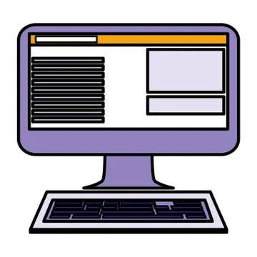 Computer desktop isolated icon Stock Illustration