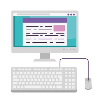 Computer desktop isolated icon Stock Illustration