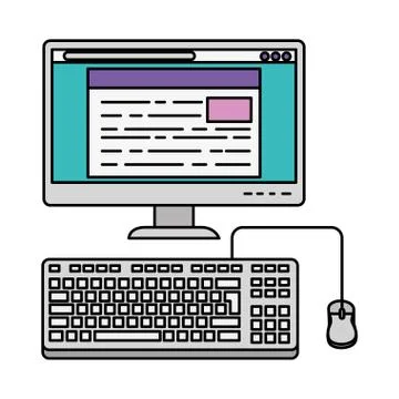 Computer desktop isolated icon Illustrazione stock