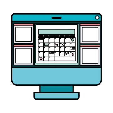 Computer desktop isolated icon Stock Illustration