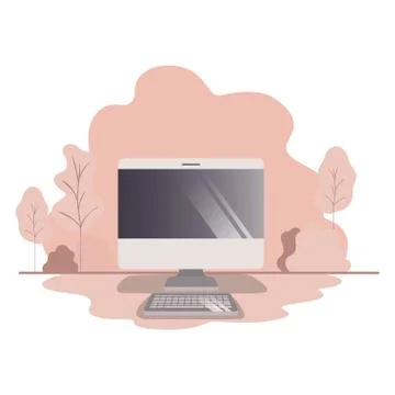 Computer desktop isolated icon Illustrazione stock