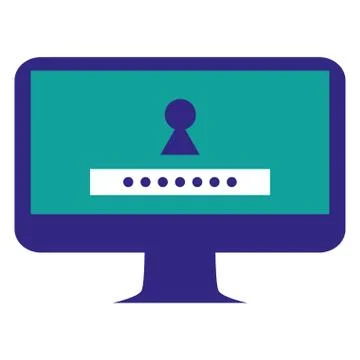 Computer desktop with keyhole and password 库存插图