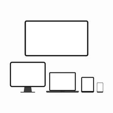 Computer desktop, laptop, tablet pc, smartphone or mobile phone, tv monitor i Stock Illustration