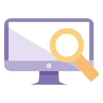 Computer desktop with magnifying glass 스톡 일러스트