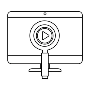 Computer desktop with magnifying glass Illustrazione stock