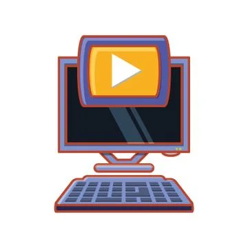 Computer desktop with media player Stock Illustration