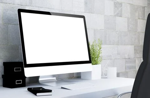 Computer on a desktop  mock up Stock Illustration