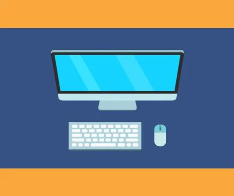 Computer Desktop Mouse Keyboard Top Perspective Desk Modern Illustration Stock Illustration