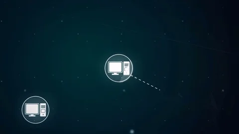 Computer Desktop Network Icon Link Connection Technology Loop Animation 4K Stock Footage 69808701