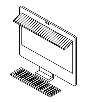 Computer desktop with parasol isometric Stock Illustration