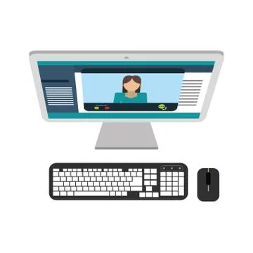 Computer desktop pc with keyboard and mouse Illustrazione stock