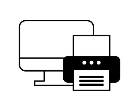 Computer desktop with printer Stock Illustration