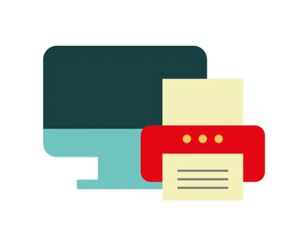 Computer desktop with printer Stock Illustration