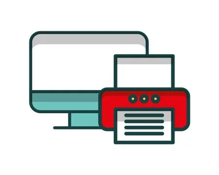 Computer desktop with printer Stock Illustration