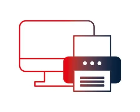 Computer desktop with printer Stock Illustration