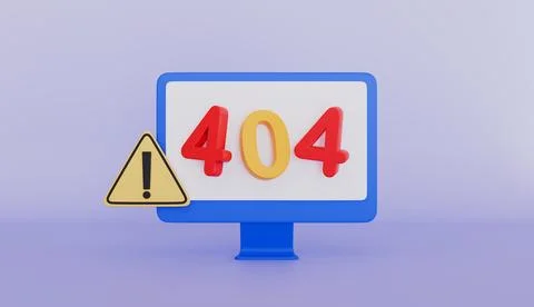 Computer desktop showing alert error 404 text concept Stock Illustration