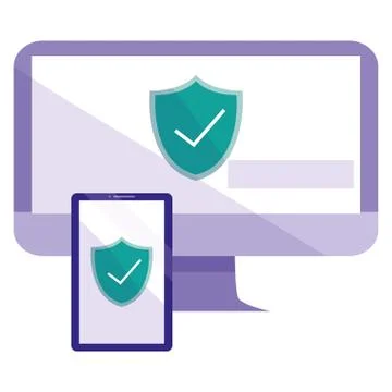 Computer desktop with smartphone Illustrazione stock