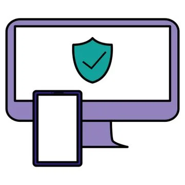 Computer desktop with smartphone Stock Illustration