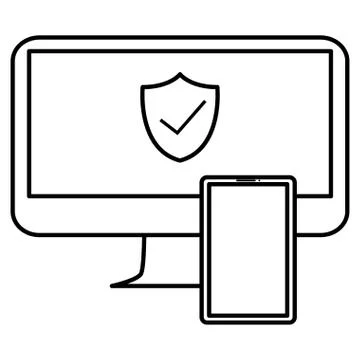 Computer desktop with smartphone 스톡 일러스트