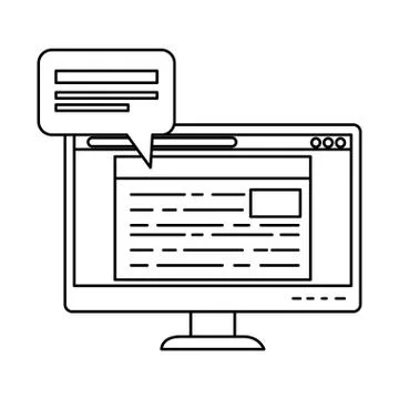 Computer desktop with speech bubble Illustrazione stock