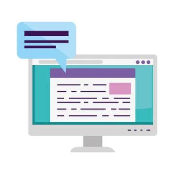 Computer desktop with speech bubble Stock Illustration