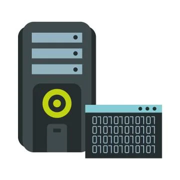 Computer desktop tower with binary code Stock-Illustration