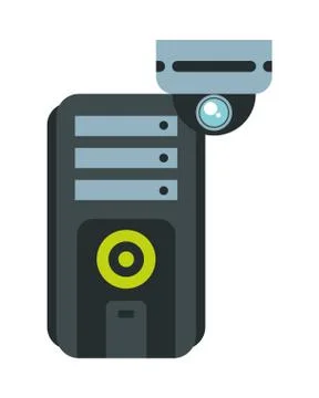Computer desktop tower with cctv camera 스톡 일러스트