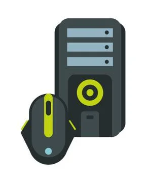 Computer desktop tower with mouse 스톡 일러스트
