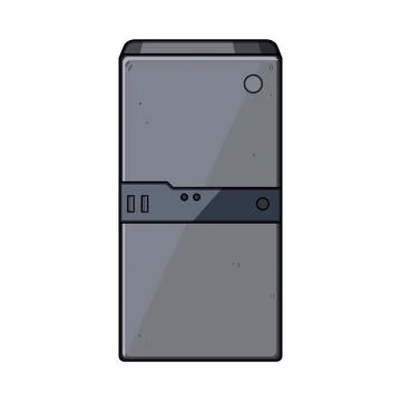 Computer desktop tower processing digital information 库存插图