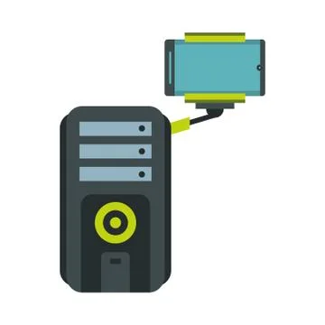 Computer desktop tower with smartphone イラスト素材