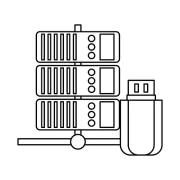 Computer desktop tower with usb memory Illustrazione stock