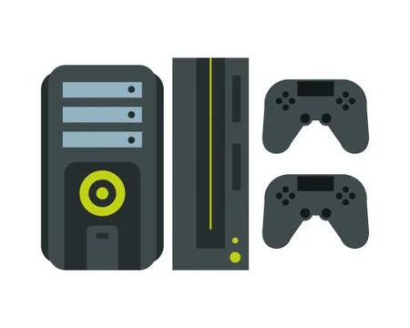Computer desktop tower with video game console Stock Illustration