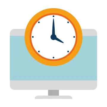 Computer desktop with watch Illustrazione stock