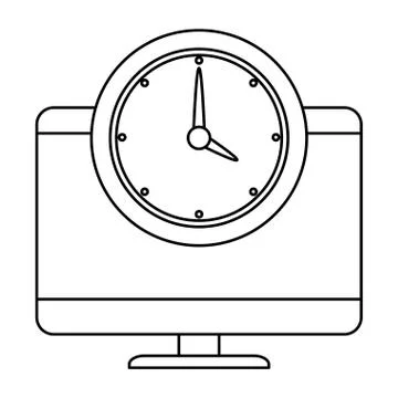 Computer desktop with watch Illustrazione stock