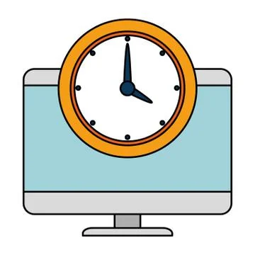 Computer desktop with watch Stock Illustration