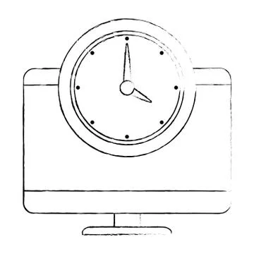 Computer desktop with watch イラスト素材
