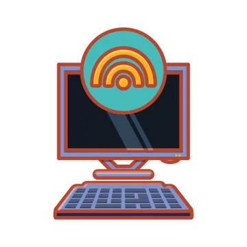 Computer desktop with wifi signal 스톡 일러스트