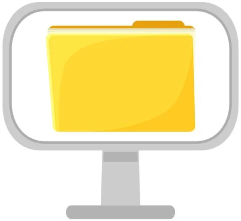 Computer desktop yellow folders, digital data storage. Desktop icon pack element Stockillustratie