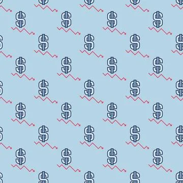 Computer with Devaluation Arrow vector outline seamless pattern Stock Illustration