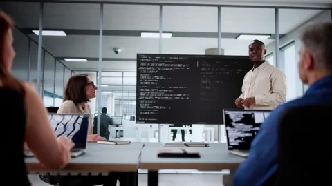 Computer Developer Meeting In Classroom Stock Footage 305879952