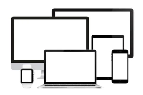 Computer, device and gadget technology collection set Stock Illustration