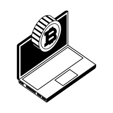 Computer device with bitcoin virtual isometric icon Illustrazione stock
