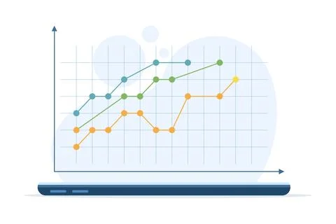 A computer device with business charts Stock Illustration