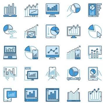 Computer Device with Chart or Graph creative vector icons Illustrazione stock