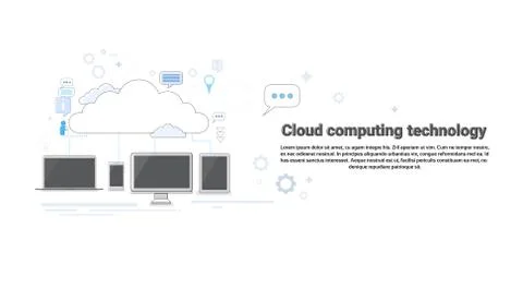 Computer Device Data Cloud Storage Security Thin Line Illustrazione stock