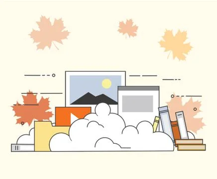 Computer device data cloud storage security flat design vector illustration Stock Illustration