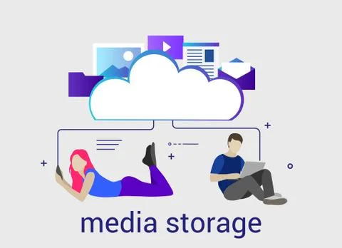 Computer device data cloud storage security flat design vector illustration Stock Illustration